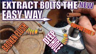 Extract Broken bolts from deep hole NEW easy WAY [upl. by Goodrich]