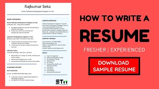 How To Write A Resume  Freshers amp Experienced [upl. by Haorbed86]