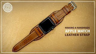 Leathercraft  Making a handmade Apple watch leather strap [upl. by Birkner]