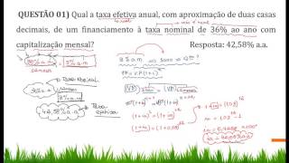 Aula 02  Exercício comentado sobre Taxa Efetiva e Taxa Nominal [upl. by Saqaw720]