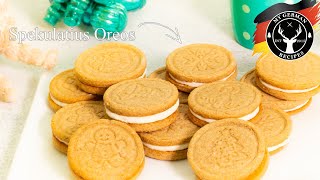 Speculaas  Spekulatius Cookies with Vanilla Cream Filling ✪ MyGermanRecipe [upl. by Balfore]