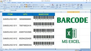 How to Create Barcode in Excel  Barcode in Excel [upl. by Kokoruda]