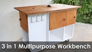 Homemade 3 in 1 Multipurpose Workbench Table Saw Router Table and Inverted Jigsaw Free Plans [upl. by Zenia]