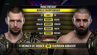 Reinier De Ridder vs Kiamrian Abbasov  ONE Championship Full Fight [upl. by Nrehtac925]