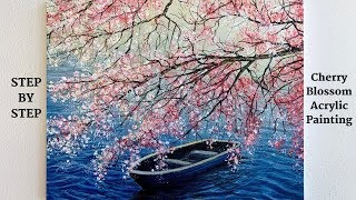 Cherry Blossom STEP by STEP Acrylic Painting ColorByFeliks [upl. by Nuarb]