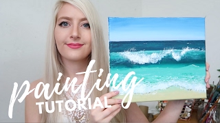 PAINTING TUTORIAL Acrylic Ocean for Beginners  Katie Jobling Art [upl. by Monson]