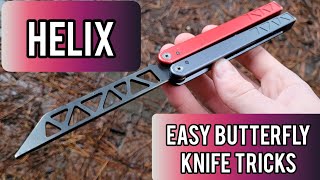 Helix Balisong Tutorial EASY BUTTERFLY KNIFE TRICKS [upl. by Loris]