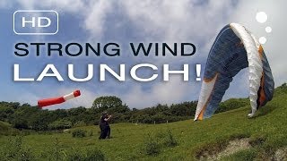 Paraglider Control Strong Wind Launching Simple Depower [upl. by Melba]