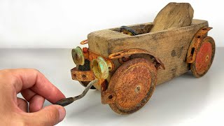 Vintage Wooden Toy Car  Restoration amp Repair [upl. by Ultann63]