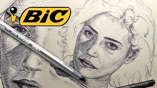 Drawing with a biro  ball point pen Bic art [upl. by Enelahs]