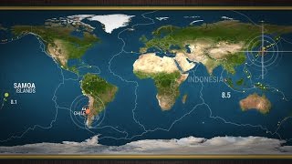 Animation of where the largest earthquakes of the past 100 years have struck [upl. by Lovich]