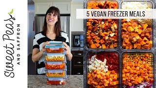 5 Vegan Freezer Meals in 1 Hour [upl. by Nywled]