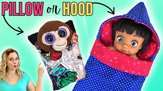 Free Doll Sleeping Bag Sewing Pattern made with hood or pillow Easy Beginner Sewing Tutorial [upl. by Sacken]