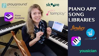 Comparing Piano App Song Libraries Piano Marvel Tomplay flowkey Skoove Yousician and more [upl. by Leirbaj]