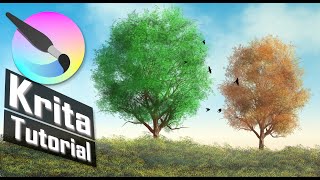 Krita  Realistische Bäume und Gras in Krita zeichnen  Tutorial 2020 [upl. by Leopoldeen]