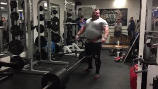 EDDIE HALL THE BEAST DEADLIFTS 450kg on a TWOMAN BAR [upl. by Hoxsie]