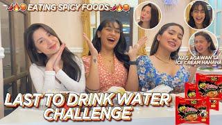 LAST TO DRINK WATER CHALLENGE EATING SUPER SPICY FOODS W DOLAINAB  ZEINAB HARAKE [upl. by Shanahan]