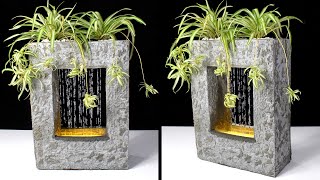 DIY Concrete RainFall Fountain Planter Pot ⛲ Cement Craft Ideas [upl. by Appilihp693]