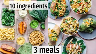 10 ingredients 3 effortless vegan meals  VEGAN MEAL PREP PDF guide [upl. by Pammy]