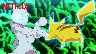 Ash amp Goh Battle Mewtwo  Pokémon Journeys The Series  Netflix After School [upl. by Marguerite]