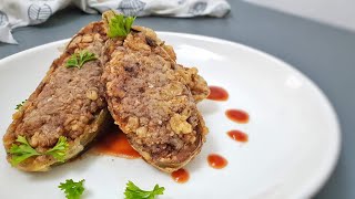 Rellenong Talong l How to make Pan Fried Stuffed Eggplant [upl. by Wun]