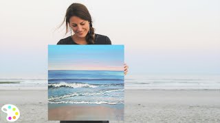 How to Paint in Acrylics  Ocean Painting Tutorial [upl. by Basilio]