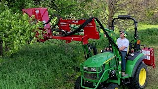 Mow Tree Limbs From Tractor Loader Mounted Rotary Cutter [upl. by England]