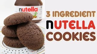 3 INGREDIENT NUTELLA COOKIES  Easy Recipe  Baking Cherry [upl. by Fini715]