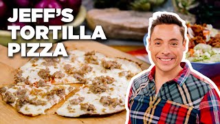 Crispy Tortilla Pizza with Jeff Mauro  The Kitchen  Food Network [upl. by Aelber]