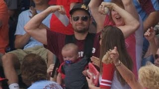 PHINYM Dad catches foul ball while holding baby [upl. by Plossl214]