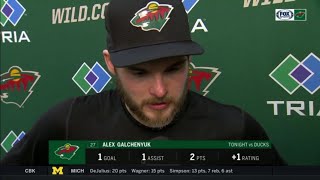 Alex Galchenyuk on the Minnesota Wilds 54 OT win over the Ducks [upl. by Joachima858]