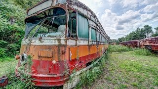 Urban Exploration  ABANDONED  Trolley Streetcar Graveyard [upl. by Rizas]