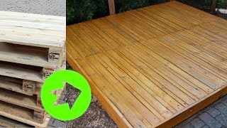 Holzdeck selber bauen  DIY aus alten Paletten [upl. by Adyela751]