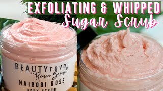 DIY WHIPPED BODY SCRUB Recipe for GLOWING SKIN  Exfoliating ROSE SUGAR [upl. by Mickelson]