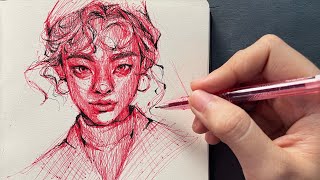 Portrait drawing with ballpens  shading [upl. by Immot]