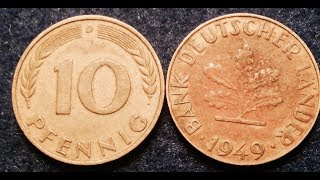 1949 1950 1971 Pfennig Coins Of Germany [upl. by Roosnam]