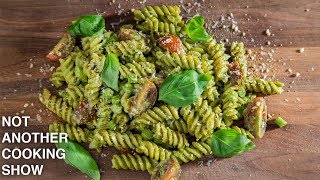 how to make EASY BASIL PESTO pasta [upl. by Nassir396]