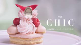 How Ladurée Makes its Signature Saint Honoré Rose Dessert  Eat Chic  Harpers BAZAAR [upl. by Aicinat]