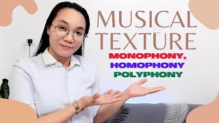 Texture in MusicMonophony Homophony Polyphony [upl. by Bully704]