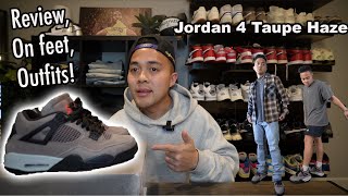 Jordan 4 Taupe Haze  Review On feet OUTFITS [upl. by Nyhagen895]