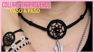 Como hacer un CHOKER ATRAPASUEÑOS con hilo Facil✨ DIY dreamcatcher necklace🌙 [upl. by Anaujal]