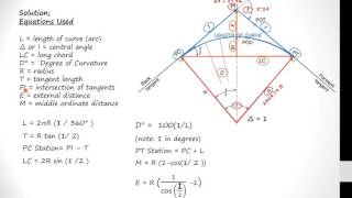 Horizontal Curve Calcs Circular Curve Elements 1 [upl. by Eedahs]