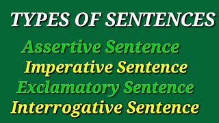 Types of Sentences  Assertive Imperative Exclamatory and Interrogative [upl. by Oribelle]