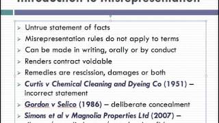 Misrepresentation Lecture 1 of 4 [upl. by Dasteel]