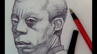 Pen amp Ink Drawing Tutorials  Ballpoint pen portrait demo [upl. by Lindi832]