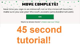 How To Migrate Your MojangMinecraft Account in 45 seconds [upl. by Earissed]