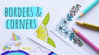 EASY BORDER amp CORNER DESIGNS FOR PROJECTS 3 💜 PROJECT WORK DESIGNS💜 How to DRAW a cute UNICORN [upl. by Mont]