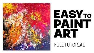 Paint abstract the EASY WAY  no brushes required [upl. by Ssilem]