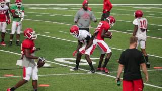 Rutgers defensive backs work on tackling [upl. by Akinaj]