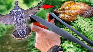 Slingshot Grouse Hunt Catch amp Cook  Shotgun Goose Bushcraft Bird Roast [upl. by Veradia]